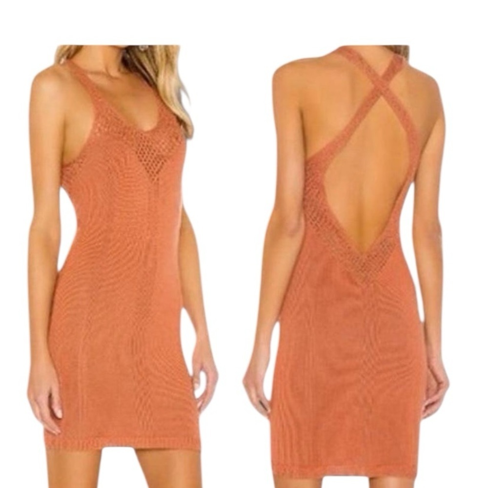 Free‎ People Open Back Sweater Mini Dress, Sz Med​​